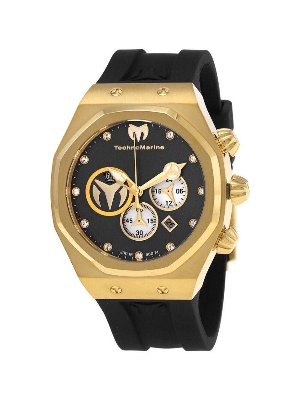 NWT Technomarine Reef Chronograph Quartz Diamond Black Dial Men's Watch
